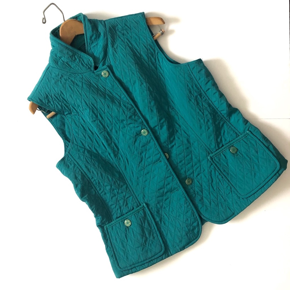 Talbots quilted turquoise green puffer vest sz med